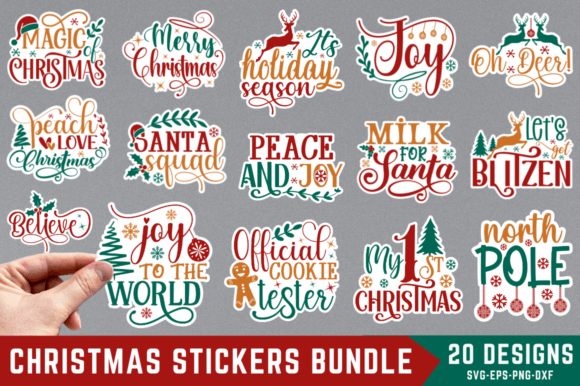 Christmas Stickers SVG Design Bundle